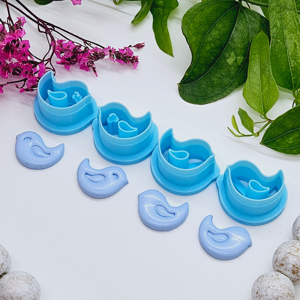 blue BIRDS sharp polymer clay cutters for jewelry making and cake decorating