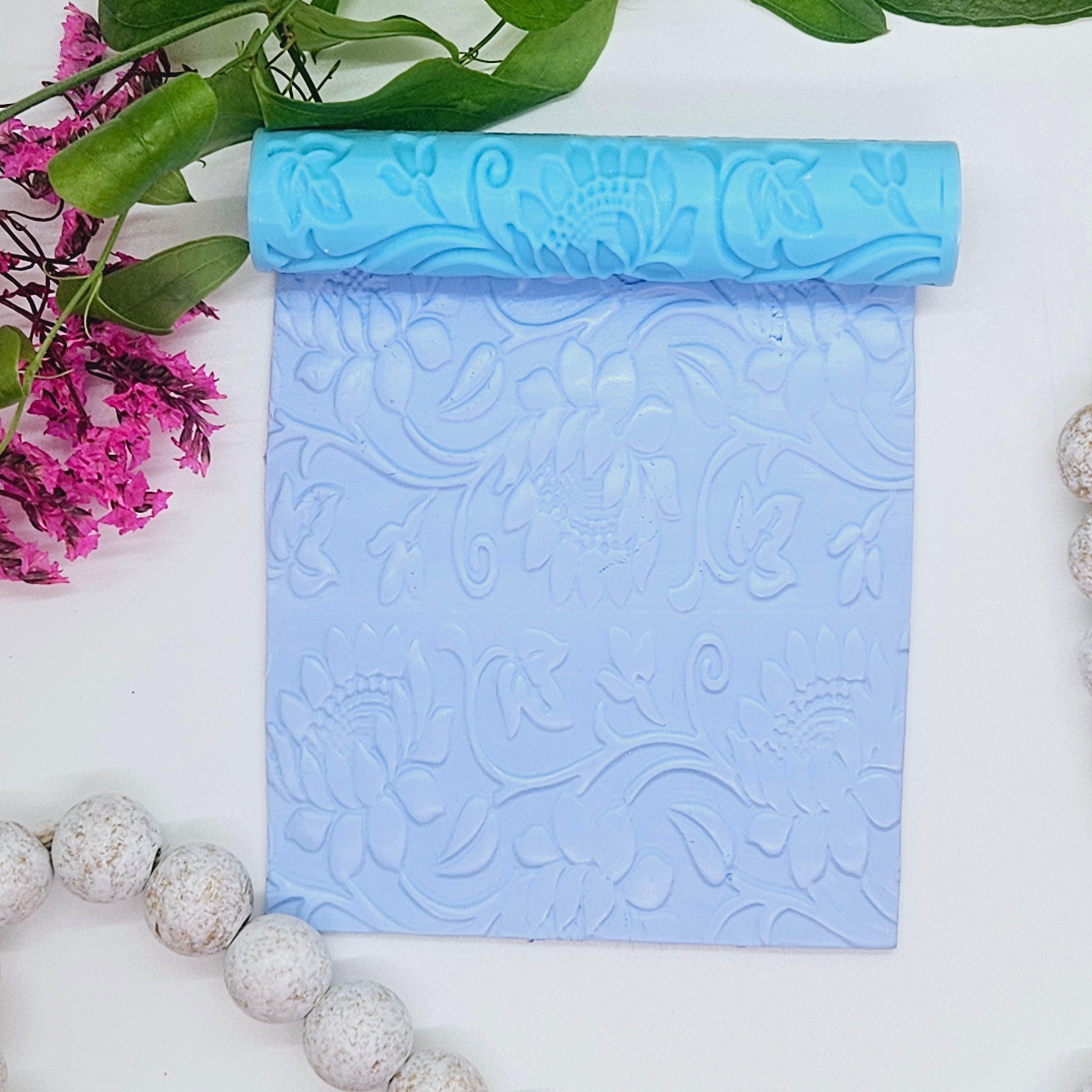 FLORAL 2 / deboss texture roller / polymer clay cutters / jewelry making / cake decorating