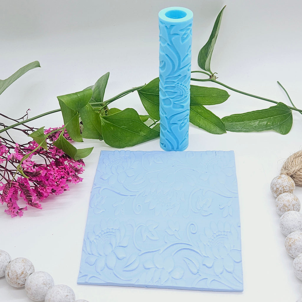 FLORAL 2 / deboss texture roller / polymer clay cutters / jewelry making / cake decorating