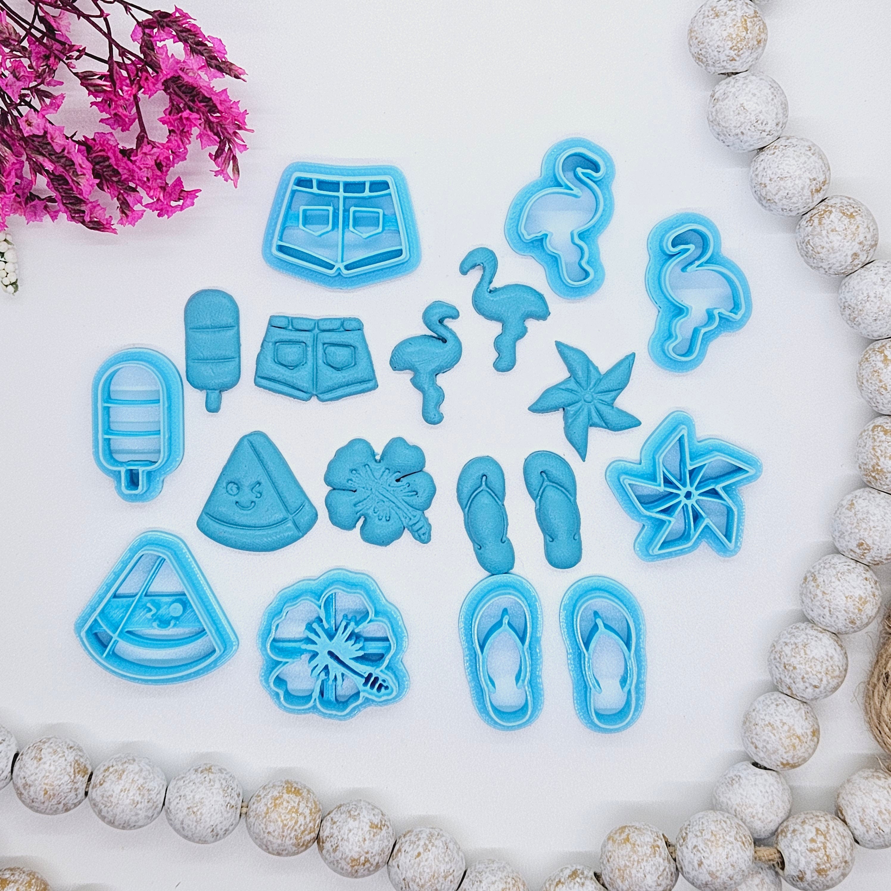 SUMMER BUNDLE embossed set polymer clay cutters for jewelry making and fondant / cake decorating