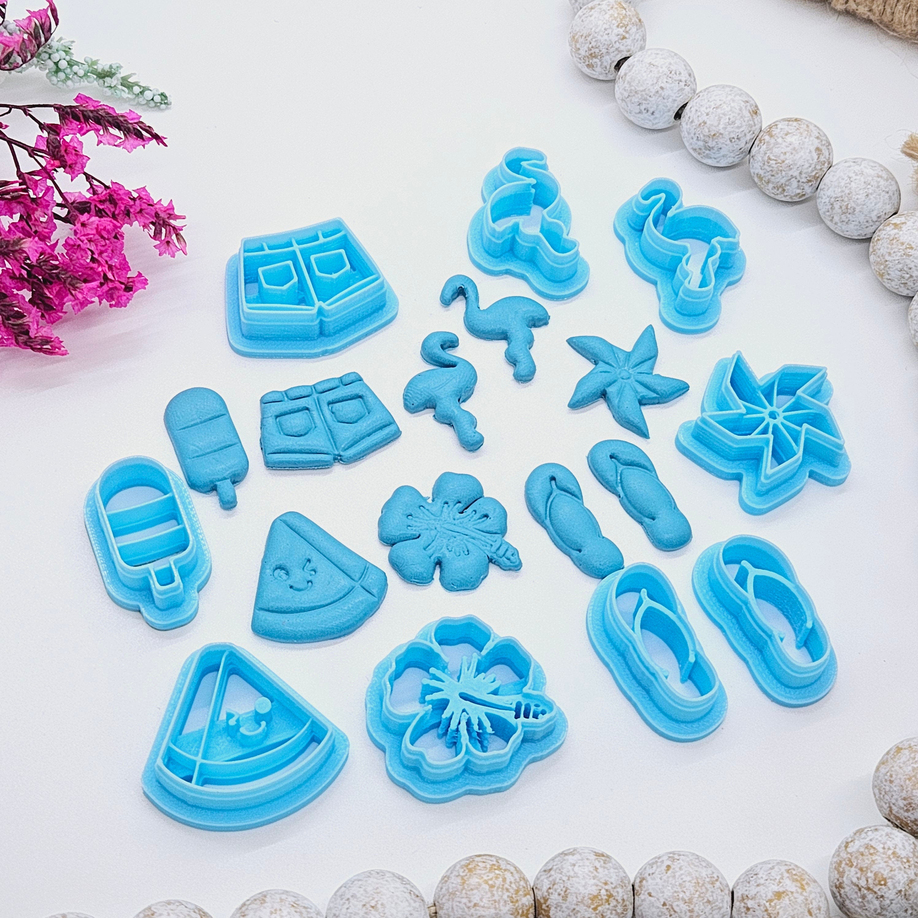 SUMMER BUNDLE embossed set polymer clay cutters for jewelry making and fondant / cake decorating