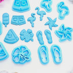 SUMMER BUNDLE embossed set polymer clay cutters for jewelry making and fondant / cake decorating