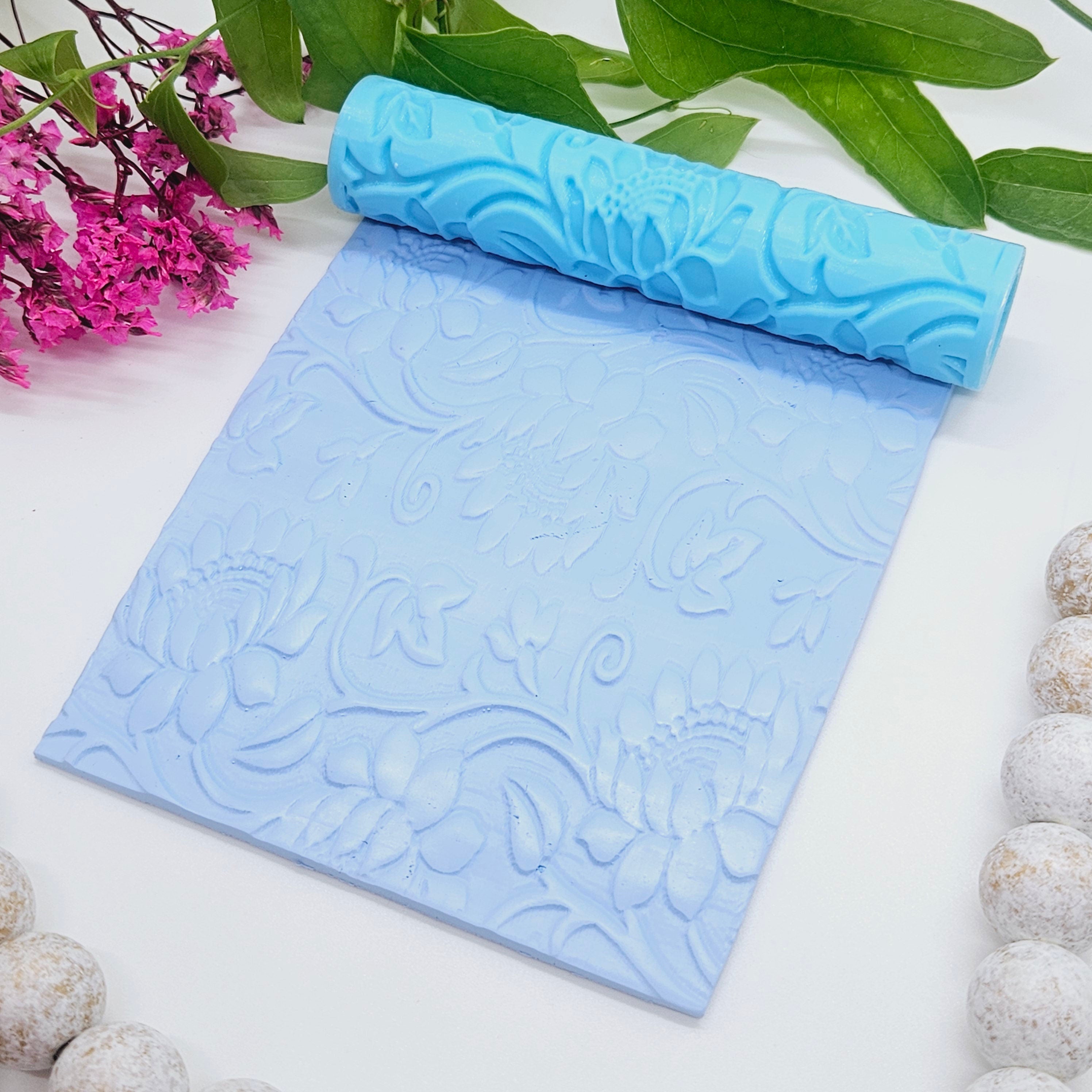 FLORAL 2 / deboss texture roller / polymer clay cutters / jewelry making / cake decorating