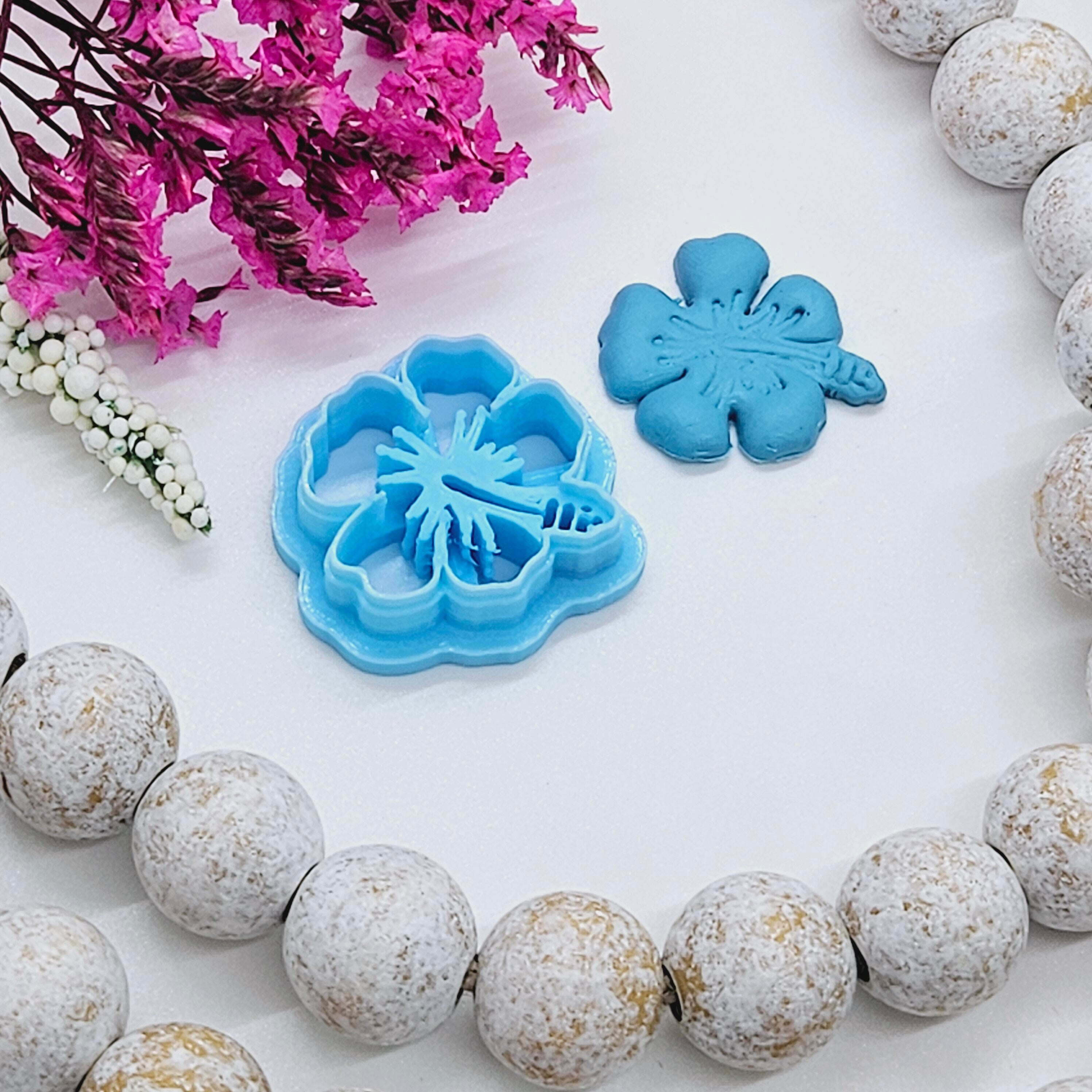 HIBISCUS flower  sharp polymer clay cutter / jewelry making / fondant cake decorating