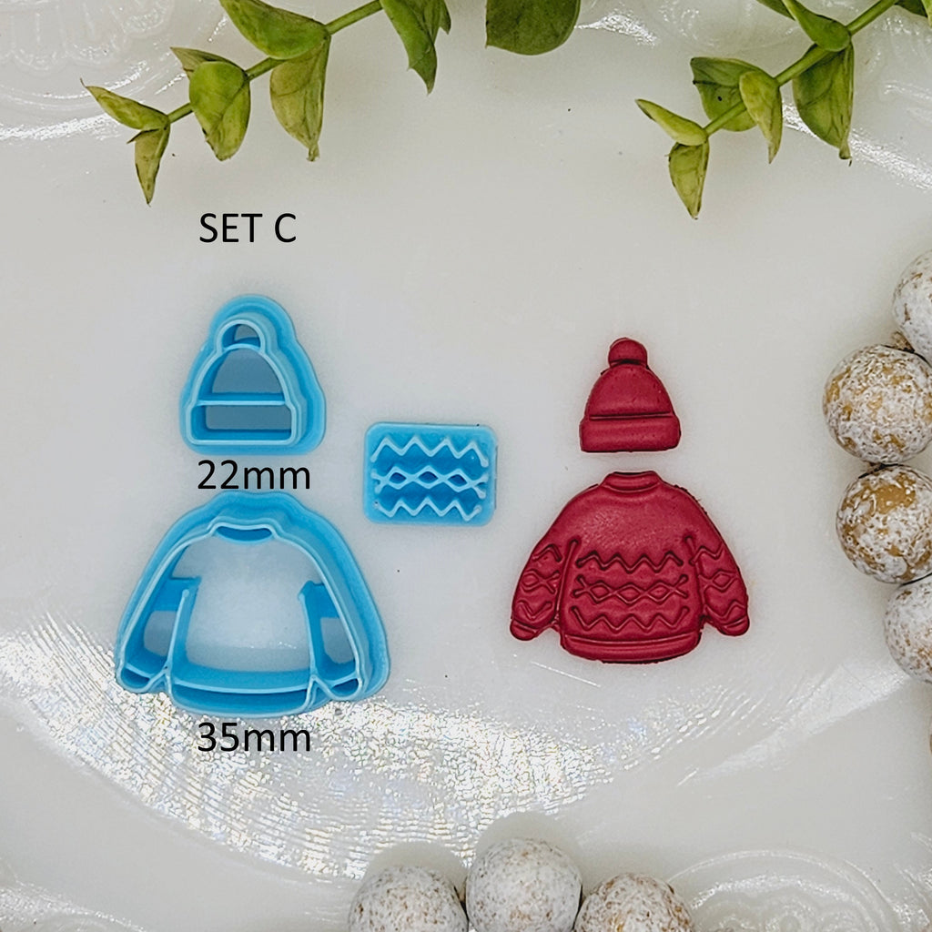 BEANIE SWEATER and Stamp Set / sharp polymer clay cutter / fondant cutter / jewelry making