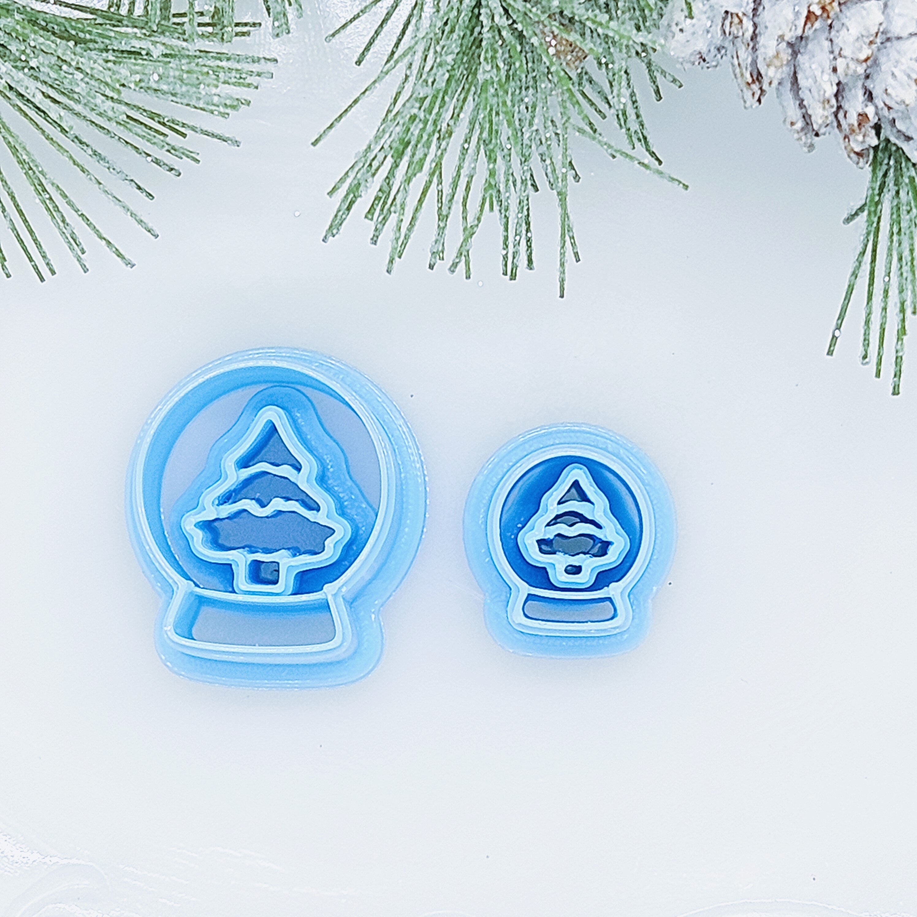SNOW GLOBE and TREE set polymer clay cutter for jewelry making and fondant cake decorating