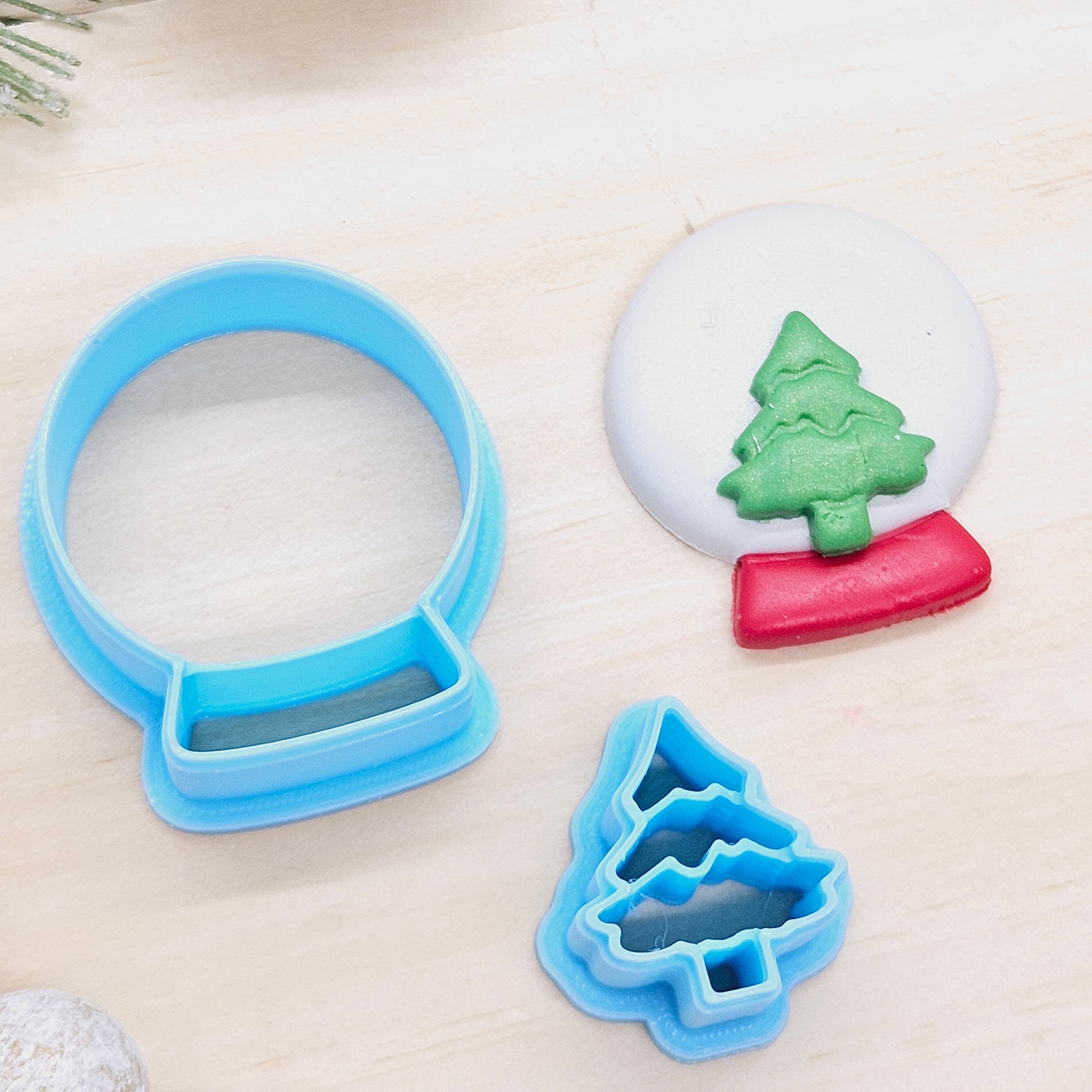 SNOW GLOBE and TREE set polymer clay cutter for jewelry making and fondant cake decorating