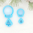 SNOW GLOBE and TREE set polymer clay cutter for jewelry making and fondant cake decorating