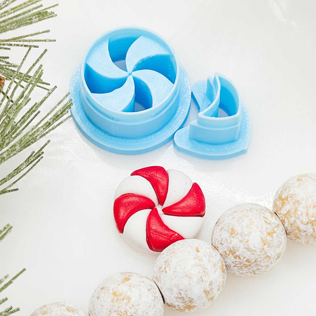 PUFFY PEPPERMINT set / polymer clay cutter / jewelry making /fondant cake decorating