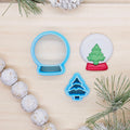 SNOW GLOBE and TREE set polymer clay cutter for jewelry making and fondant cake decorating
